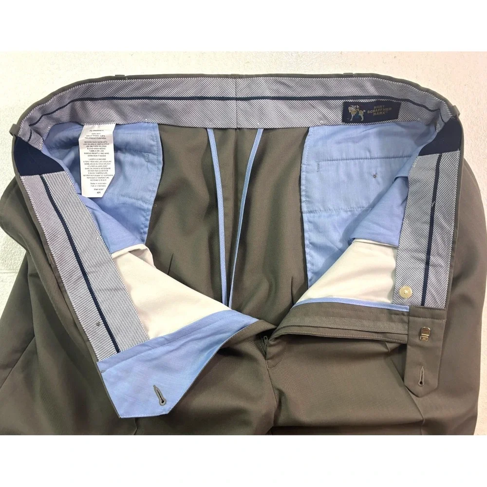 NEW Hart Schaffner Marx 40 olive green‎ dress suit pants wool high waist pleated